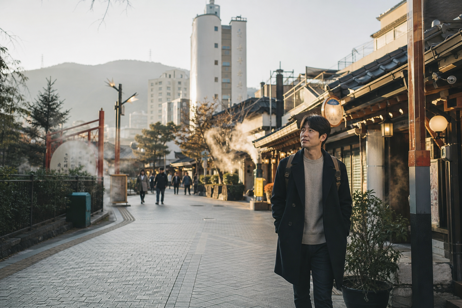 부산 동래 온천장 일대의 따뜻한 여행 분위기