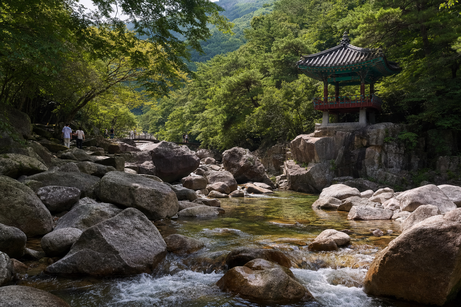 함양 화림동 계곡과 전통 정자 풍경