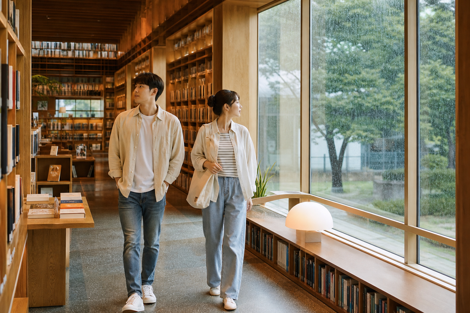 비 오는 7월 전주 실내 데이트 코스 도서관 북캉스 분위기