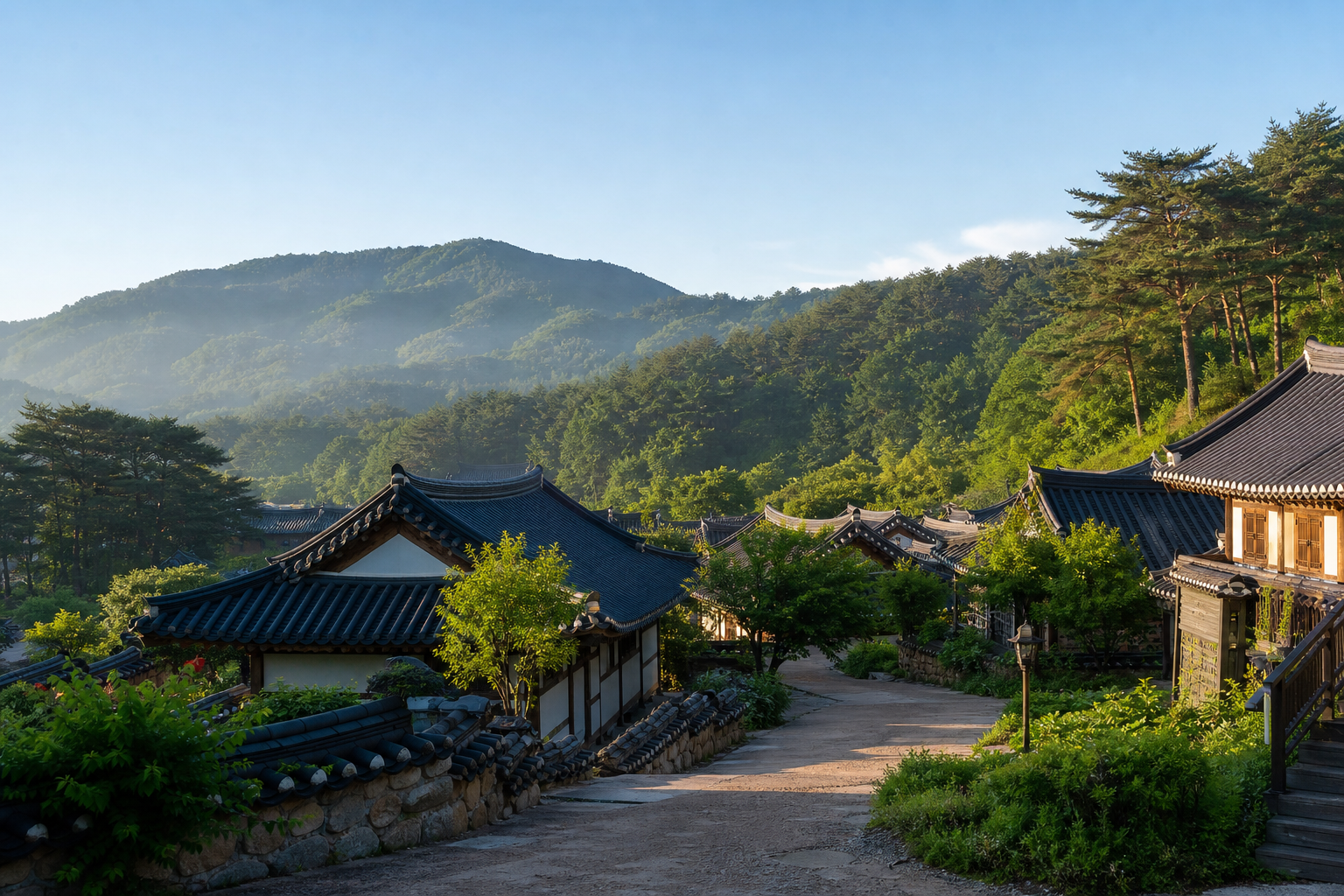 강릉 왕산한옥마을과 대관령 숲 풍경