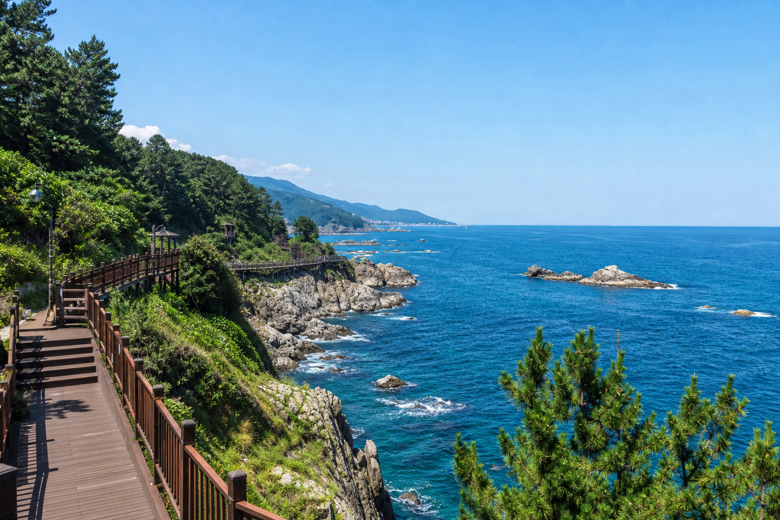 정동심곡바다부채길과 동해 해안 절벽 산책로