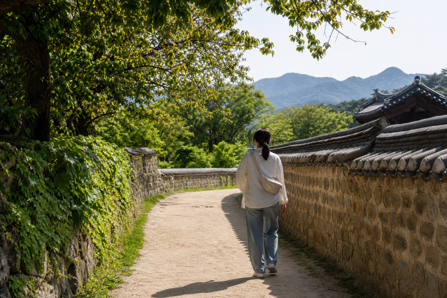 고창 읍성 산책길과 전통 돌담 풍경