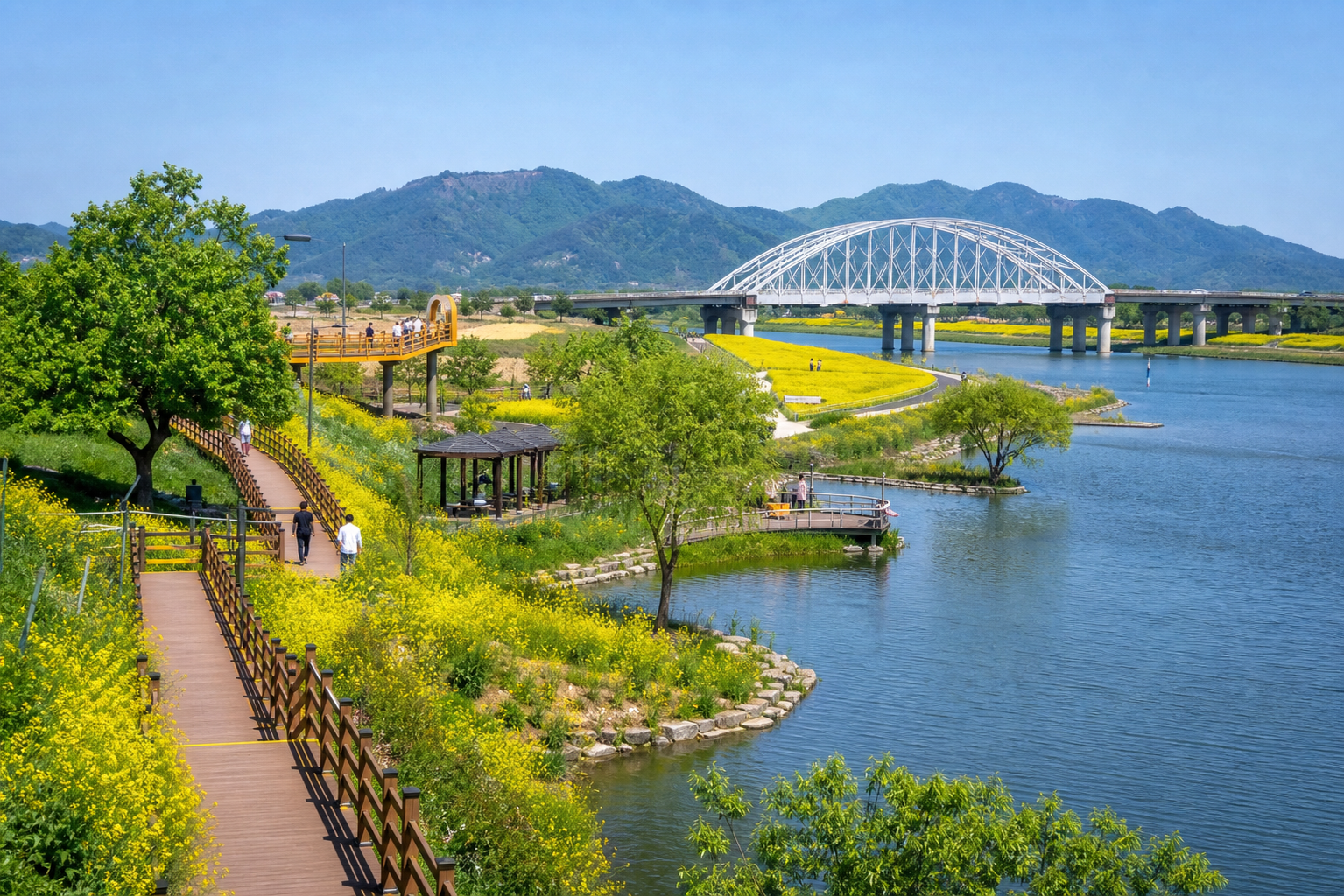 전남 장성 황룡강 강변 산책 동선 이미지