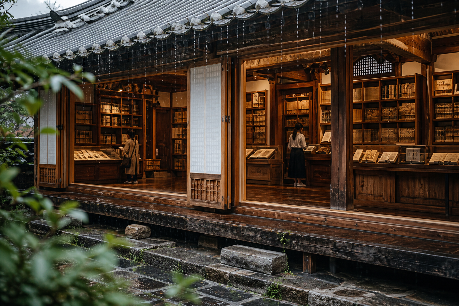 전주 한옥 실내 공간과 비 오는 날 문화관 여행 이미지