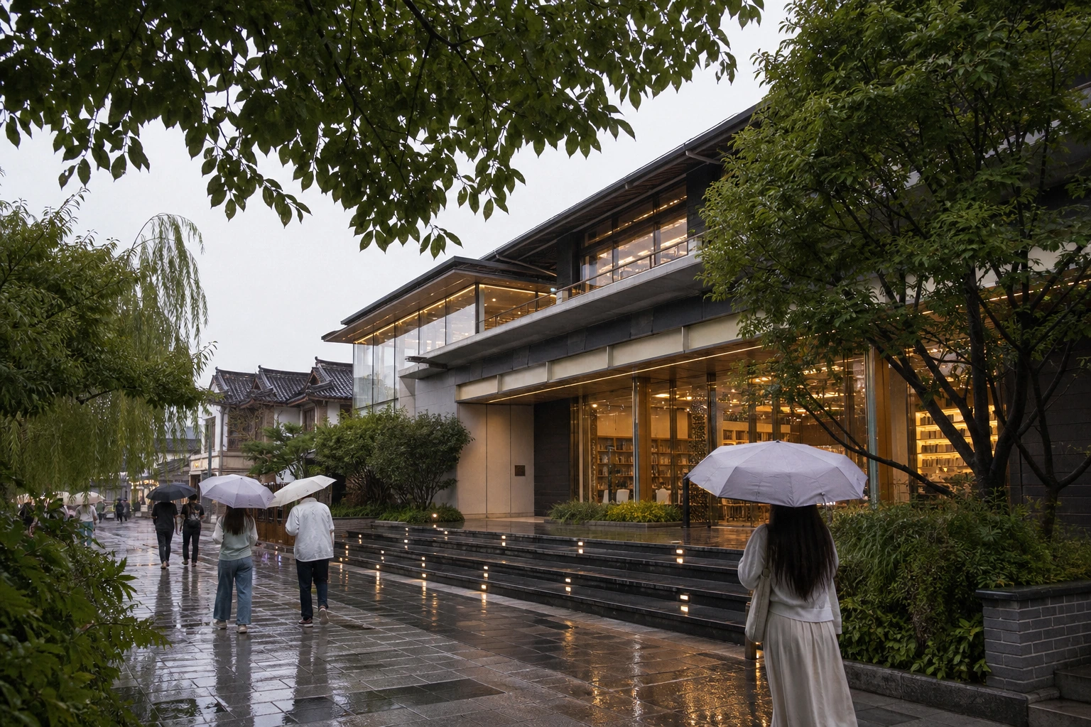 비 오는 7월 전주 도서관 여행 분위기