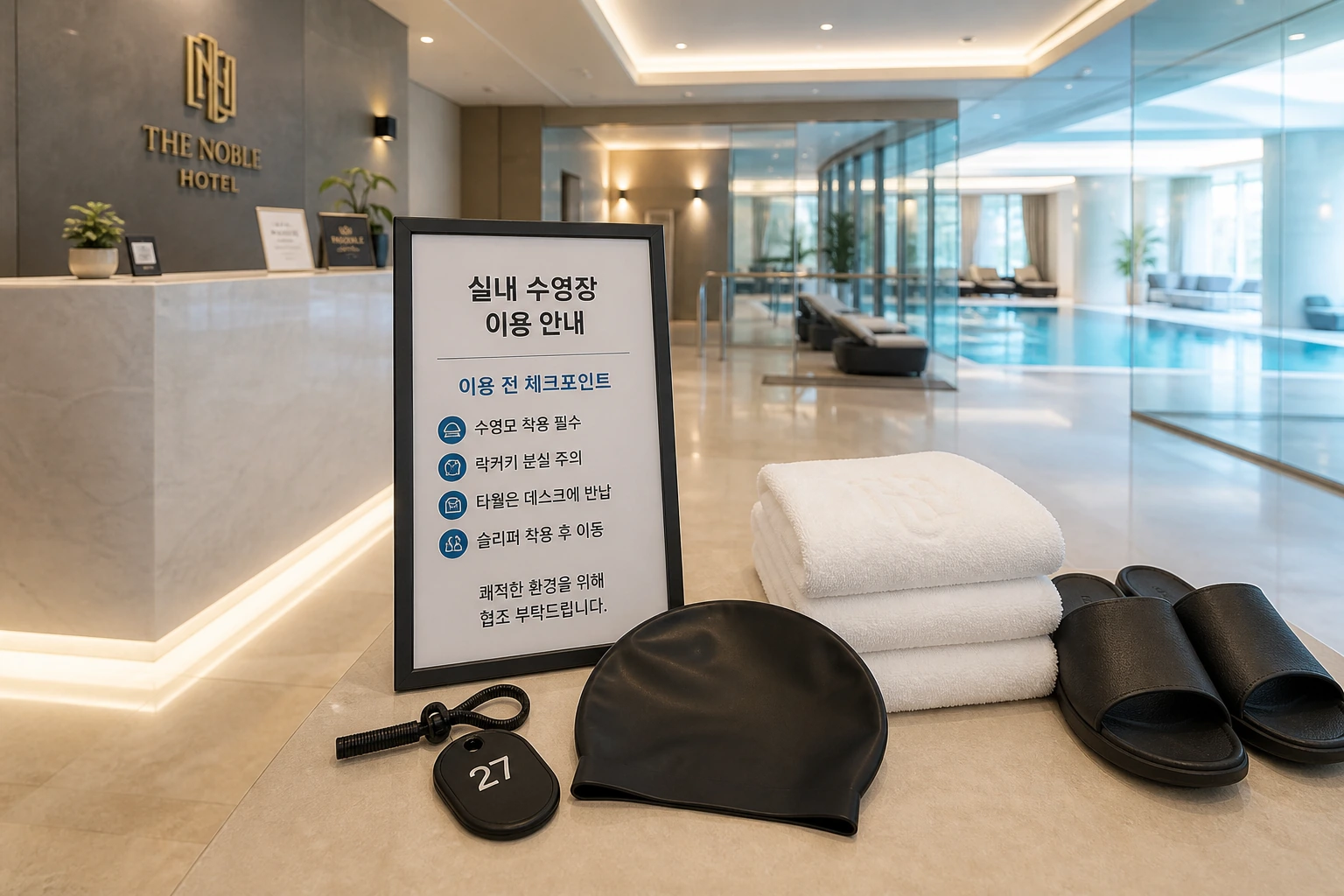 호텔 실내수영장 이용 전 준비물과 입구 동선