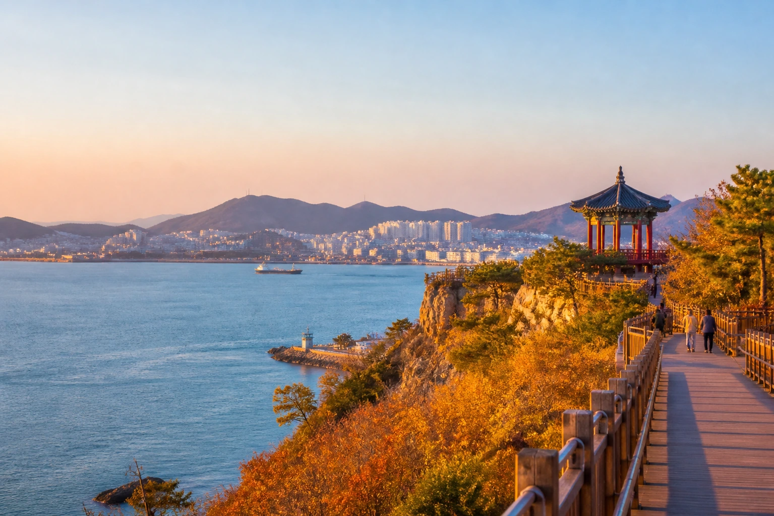 목포 바다 전망이 보이는 해안 산책 코스 전경