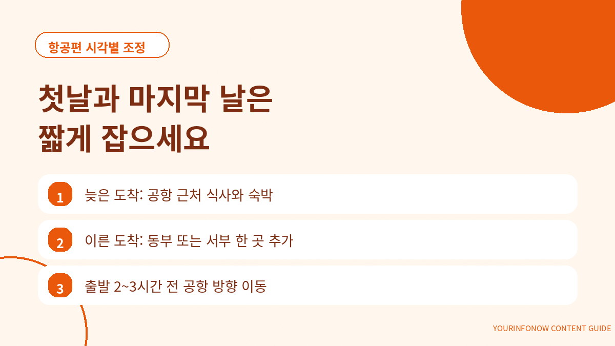 제주 도착 출발 항공편 시각에 따른 2박3일 일정 조정